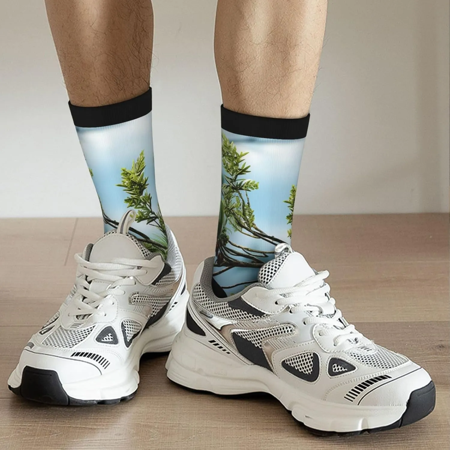 Socks for Women Men Pine Branches and Leaves Boot Socks Breathable Warm Calf Socks for Hiking Work
