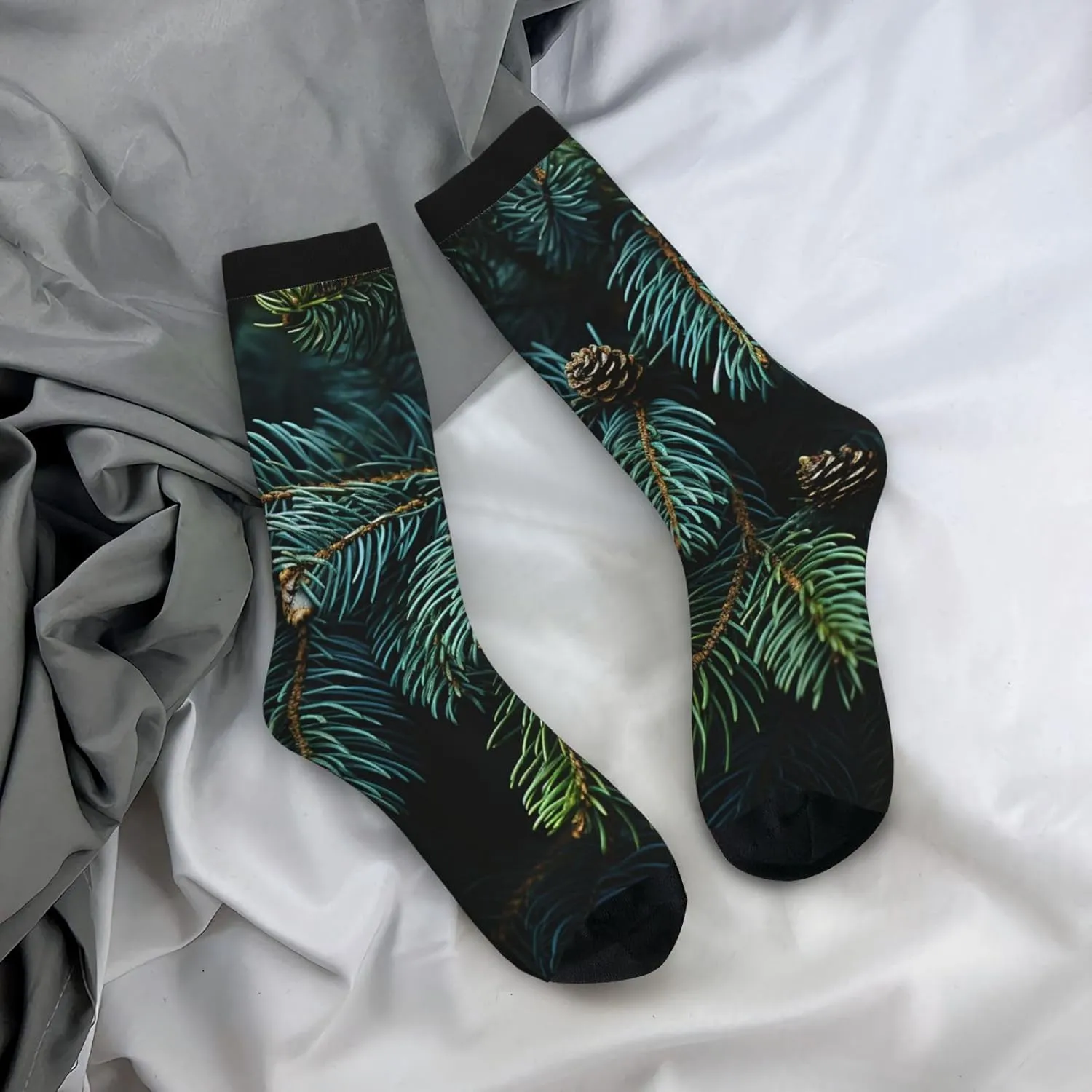Socks for Women Men Pine Branches Boot Socks Breathable Warm Calf Socks for Hiking Work