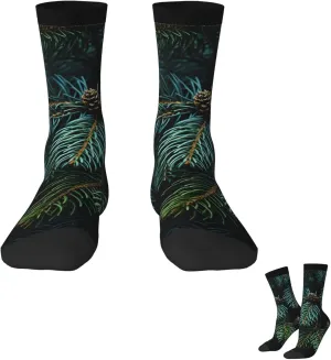 Socks for Women Men Pine Branches Boot Socks Breathable Warm Calf Socks for Hiking Work