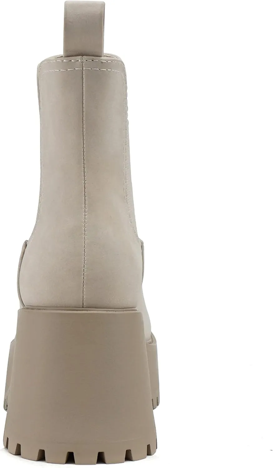 Soda INSTANT Women Chunky Lug Sole Mid Heel Chelsea Fashion Ankle Bootie w/Double Elastic Gore