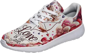 Sonzj-II Happy Valentine's Day Shoes for Women Anti-Slip Lace Up Athletic Walking Running Sneakers
