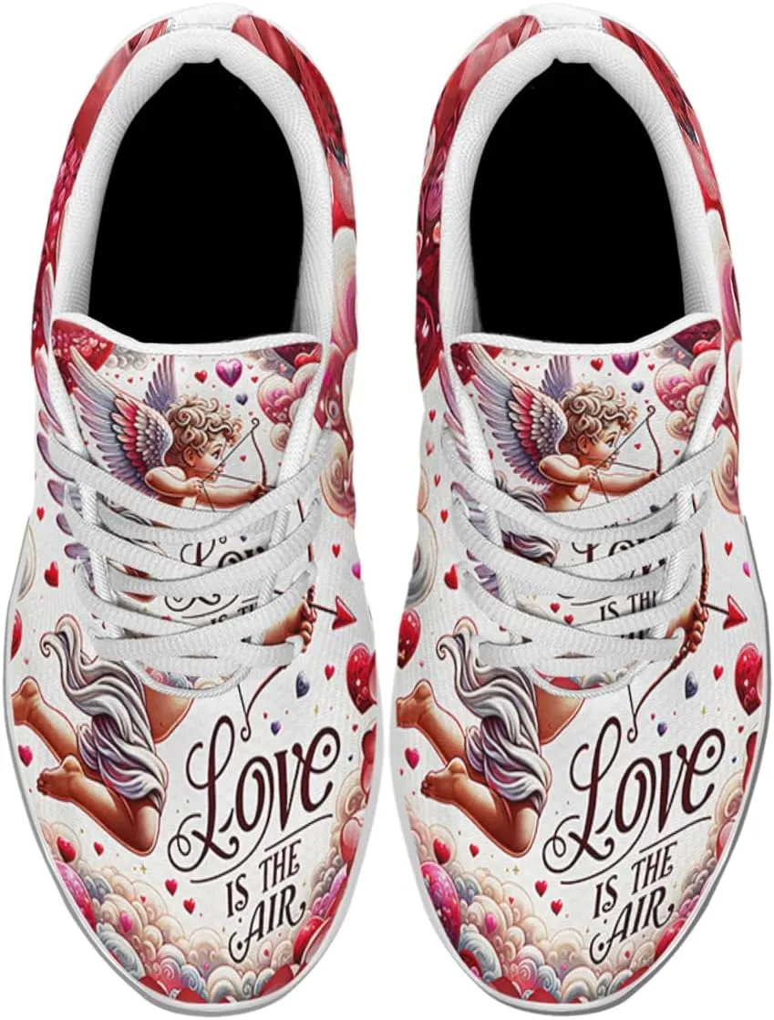 Sonzj-II Happy Valentine's Day Shoes for Women Anti-Slip Lace Up Athletic Walking Running Sneakers