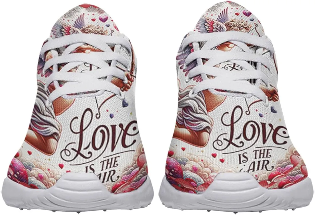 Sonzj-II Happy Valentine's Day Shoes for Women Anti-Slip Lace Up Athletic Walking Running Sneakers