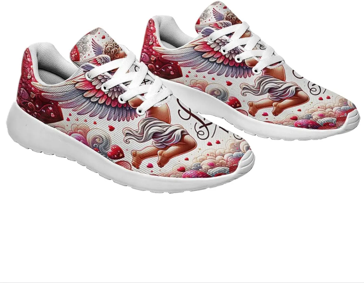 Sonzj-II Happy Valentine's Day Shoes for Women Anti-Slip Lace Up Athletic Walking Running Sneakers
