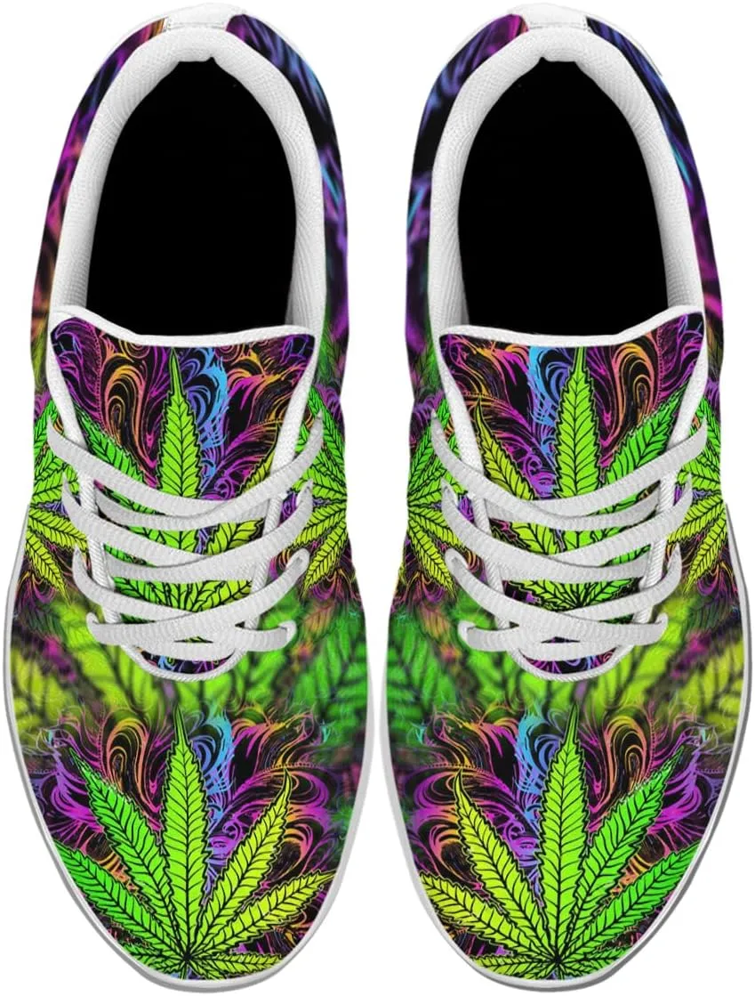 Sonzj-II Marijuana Weed Leaf Shoes,Mens Womens Personalited Trail Running Sneakers Cannabis Leaf Walking Tennis Shoes