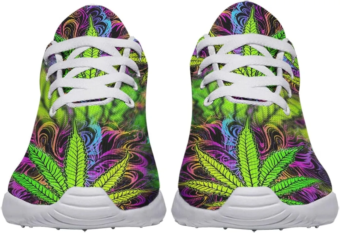 Sonzj-II Marijuana Weed Leaf Shoes,Mens Womens Personalited Trail Running Sneakers Cannabis Leaf Walking Tennis Shoes