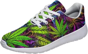 Sonzj-II Marijuana Weed Leaf Shoes,Mens Womens Personalited Trail Running Sneakers Cannabis Leaf Walking Tennis Shoes