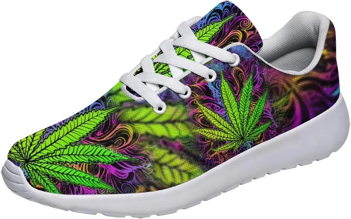 Sonzj-II Marijuana Weed Leaf Shoes,Mens Womens Personalited Trail Running Sneakers Cannabis Leaf Walking Tennis Shoes