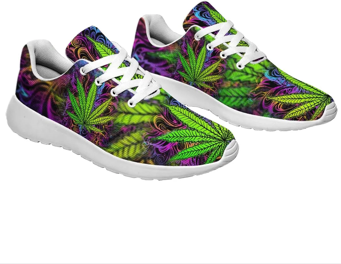 Sonzj-II Marijuana Weed Leaf Shoes,Mens Womens Personalited Trail Running Sneakers Cannabis Leaf Walking Tennis Shoes
