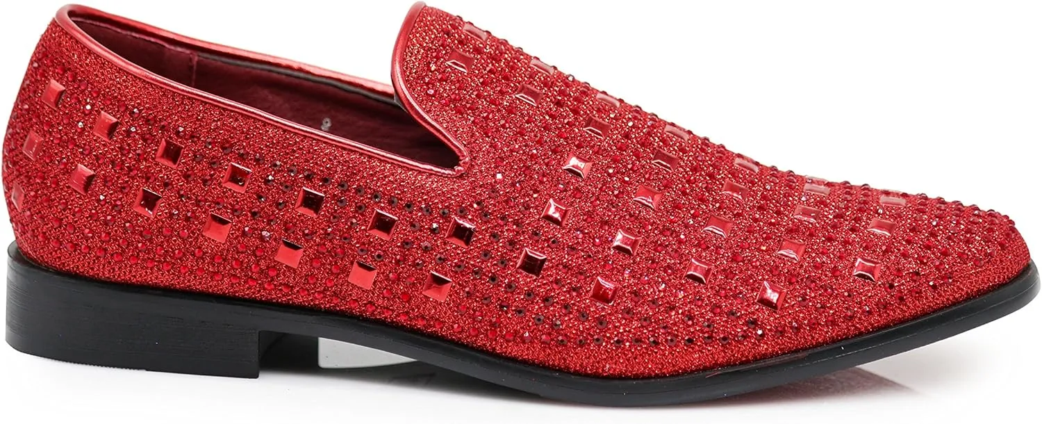 SPK11 Men's Vintage Fashion Rhinestone Designer Dress Loafers Slip On Shoes Classic Tuxedo Dress Shoes