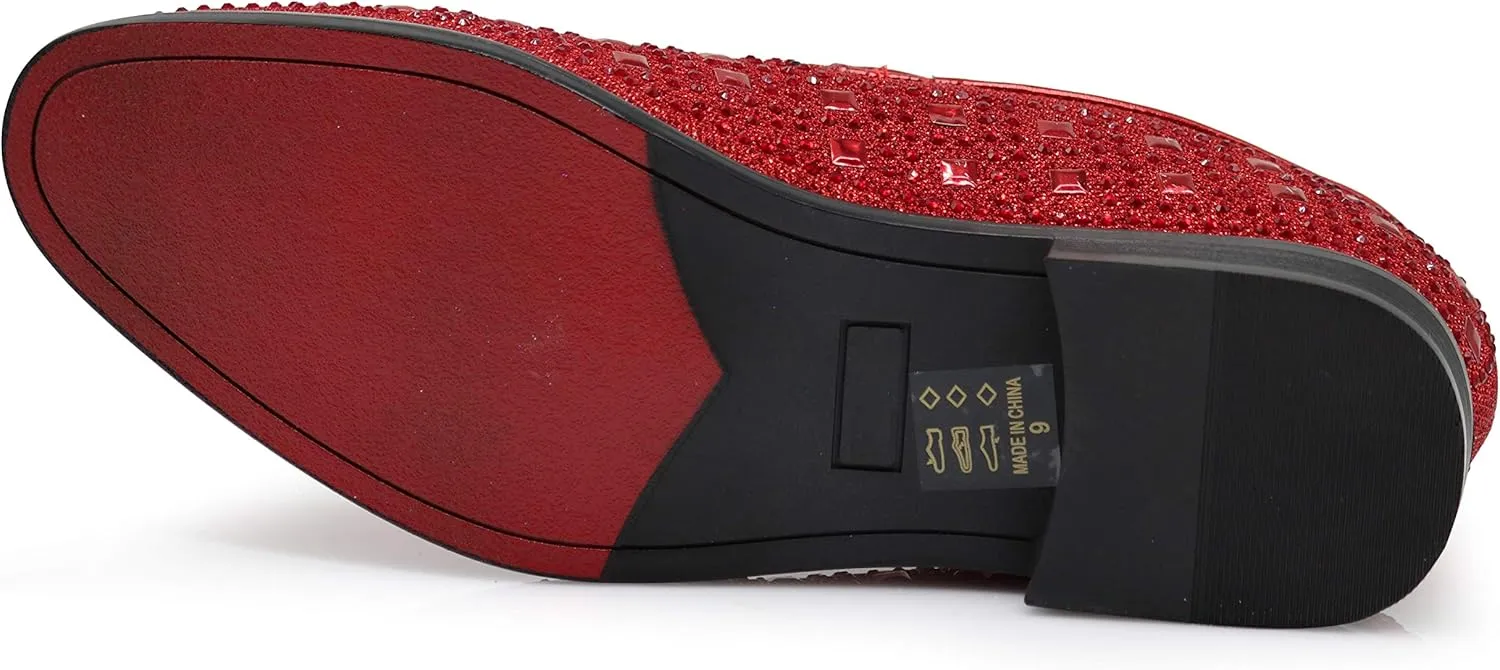 SPK11 Men's Vintage Fashion Rhinestone Designer Dress Loafers Slip On Shoes Classic Tuxedo Dress Shoes