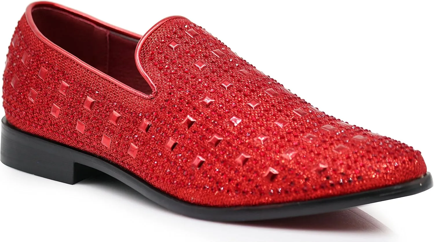 SPK11 Men's Vintage Fashion Rhinestone Designer Dress Loafers Slip On Shoes Classic Tuxedo Dress Shoes