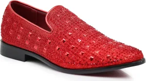 SPK11 Men's Vintage Fashion Rhinestone Designer Dress Loafers Slip On Shoes Classic Tuxedo Dress Shoes