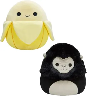 Squishmallows 8"" Flip-A-Mallows Junie Banana and Aron Gorilla, Medium, Yellow