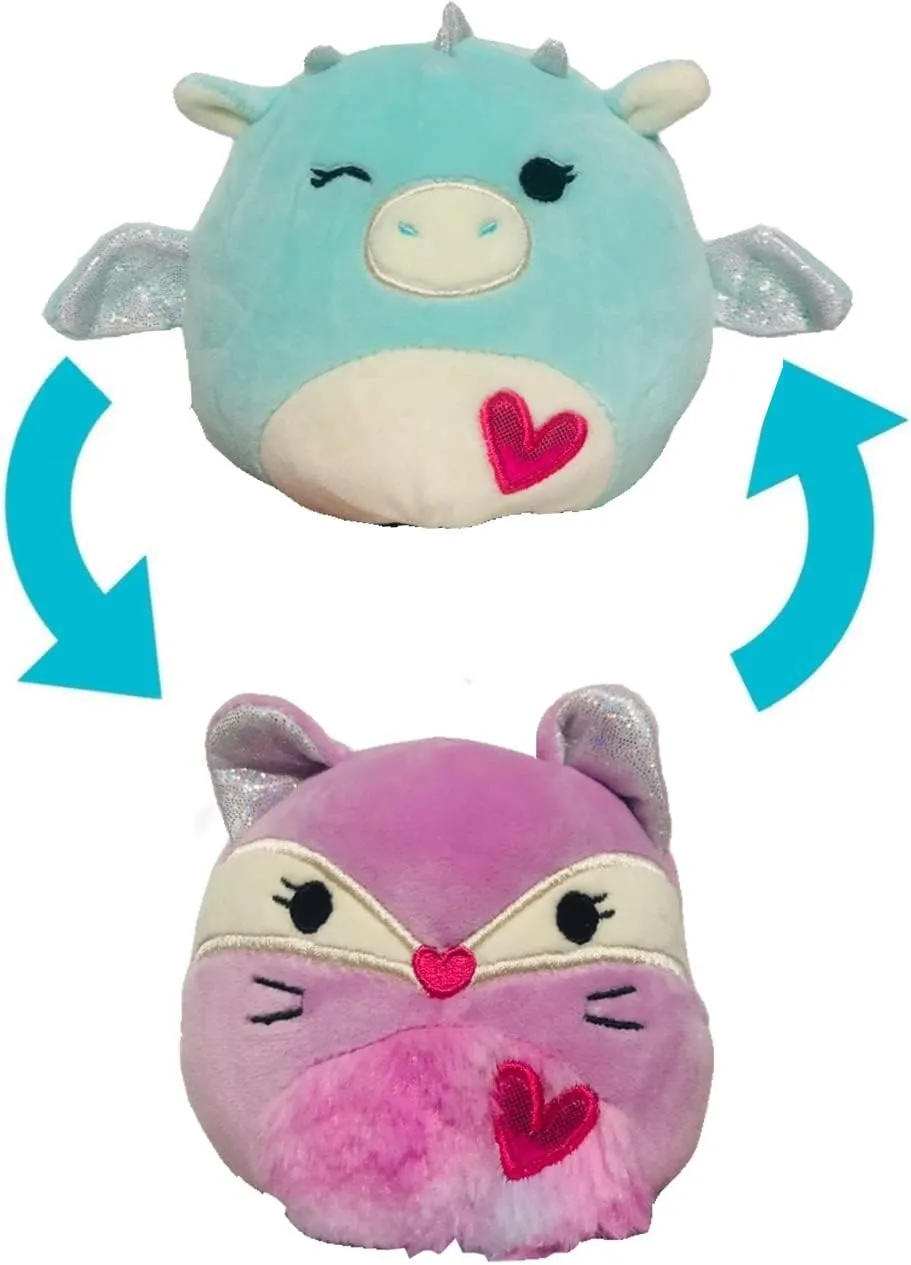 Squishmallows Official Kellytoy Valentines Squad Squishy Soft Plush Toy Animal (5 Inch, Palasha & Fay Flip-a-Mallow)