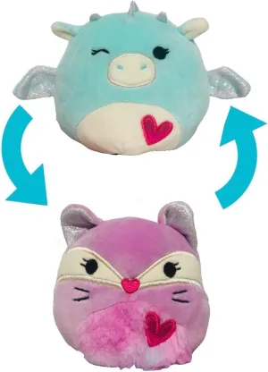 Squishmallows Official Kellytoy Valentines Squad Squishy Soft Plush Toy Animal (5 Inch, Palasha & Fay Flip-a-Mallow)