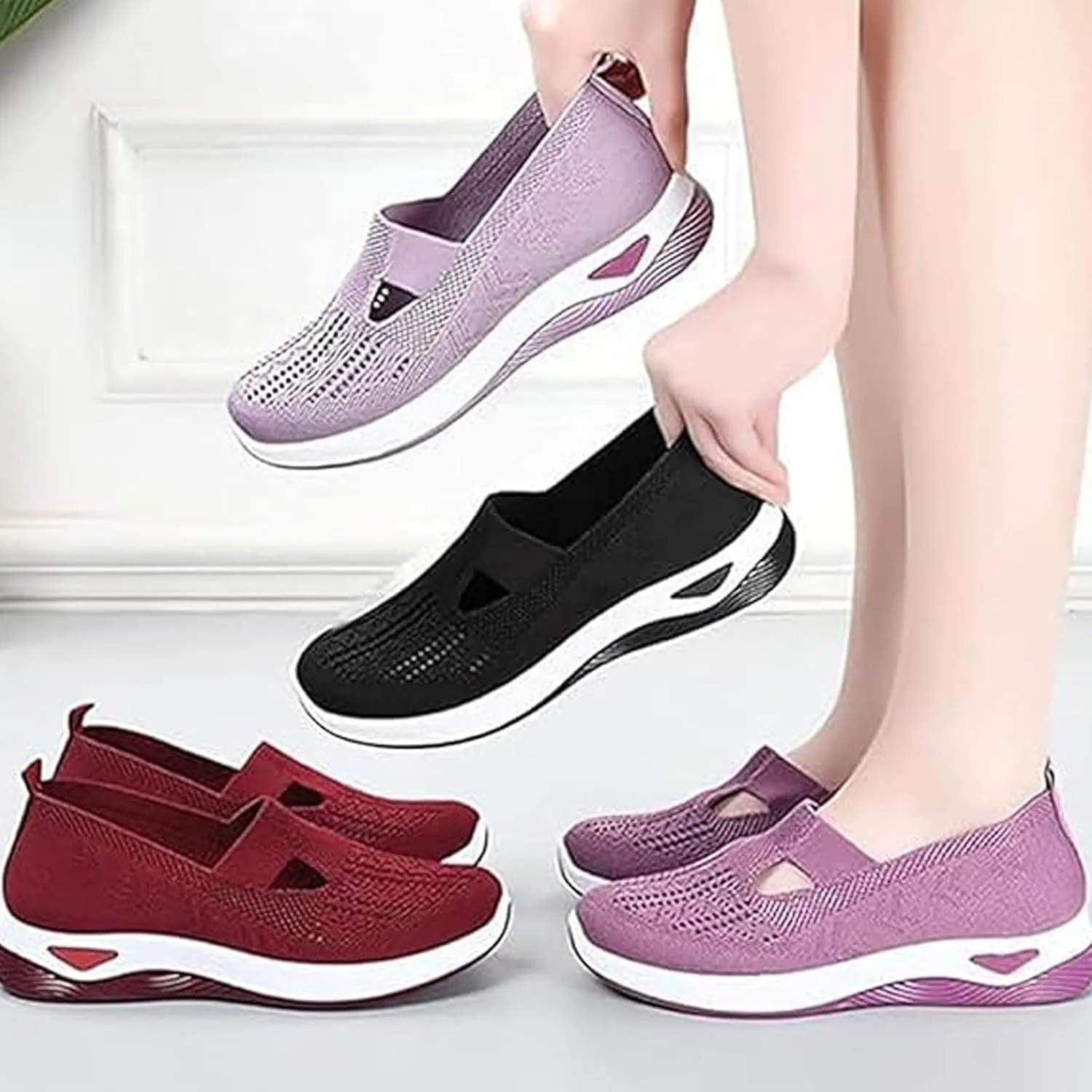 Stanceflex Shoes for Women, Orthopedic Shoes for Women, Wide Width Breathable All-Day Comfort Slip on Sneakers with Support