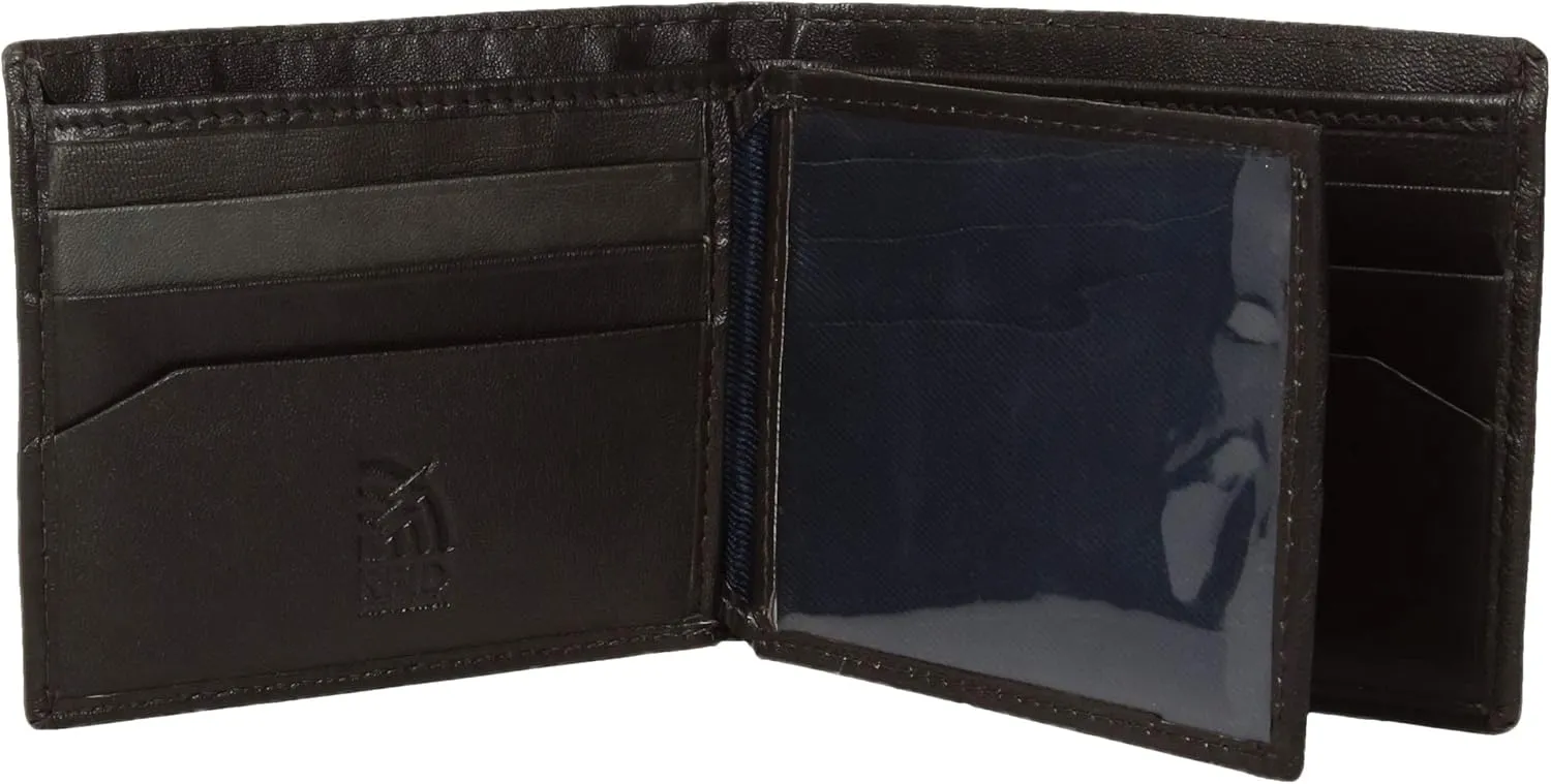 Steve Madden Men's Slim Leather Wallet with Extra Capacity Attached Flip Pockets