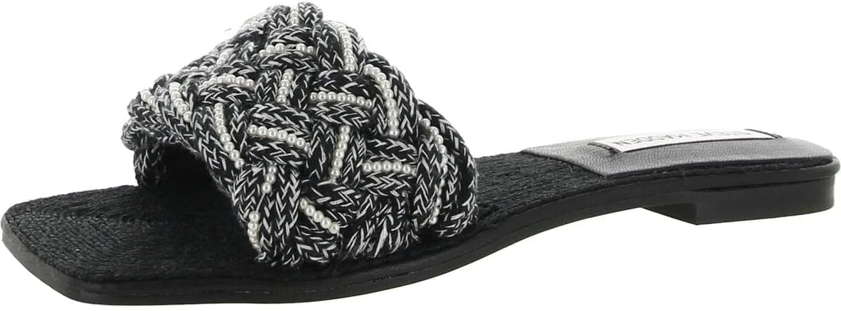 Steve Madden Womens Zeal Braided Embellished Slide Sandals