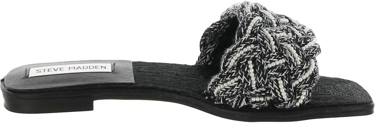 Steve Madden Womens Zeal Braided Embellished Slide Sandals