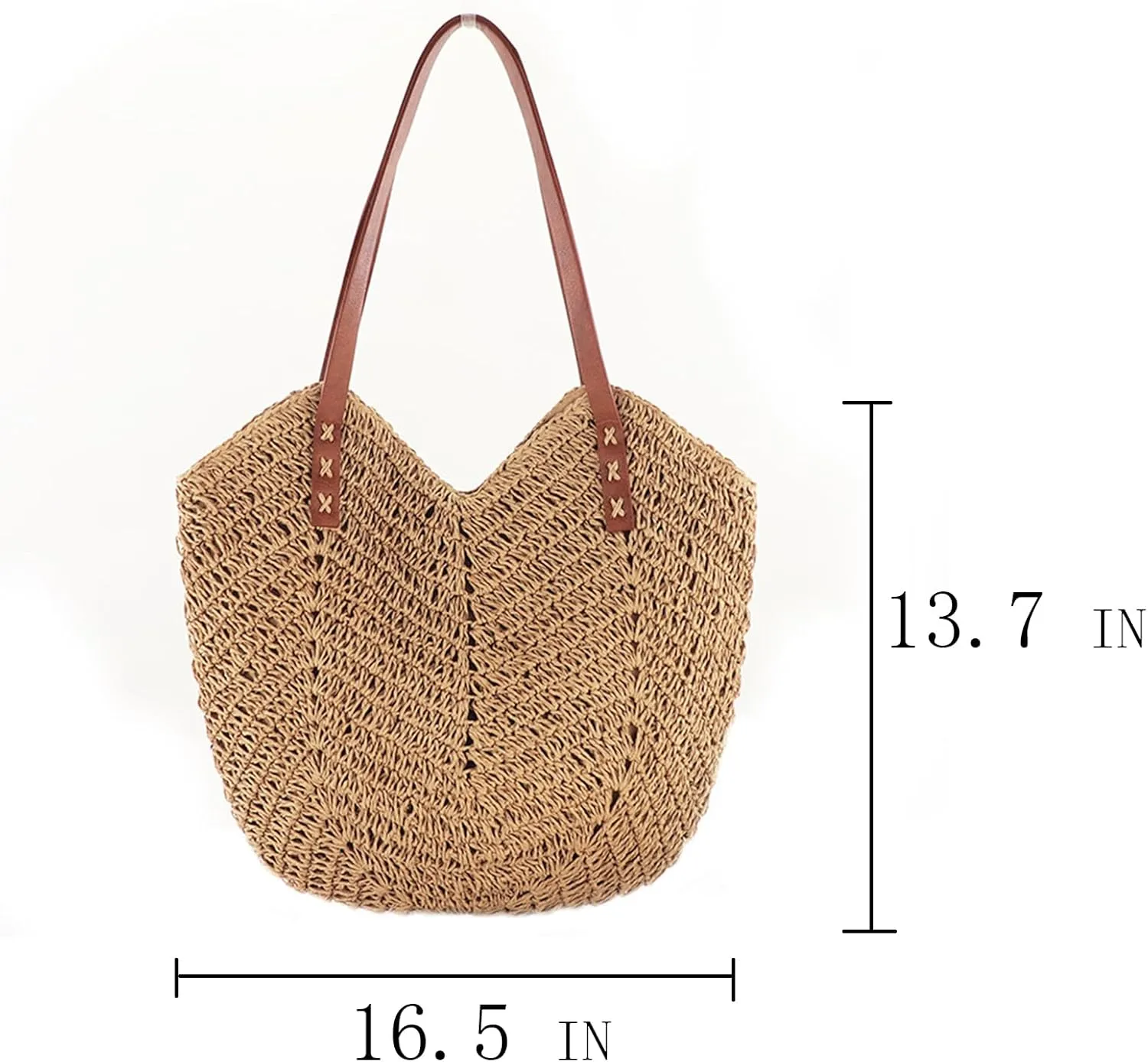 Straw Beach Bags for Women Summer Beach Tote Bag With Zipper Large Soft Woven Straw Shoulder Summer Vacation Purse