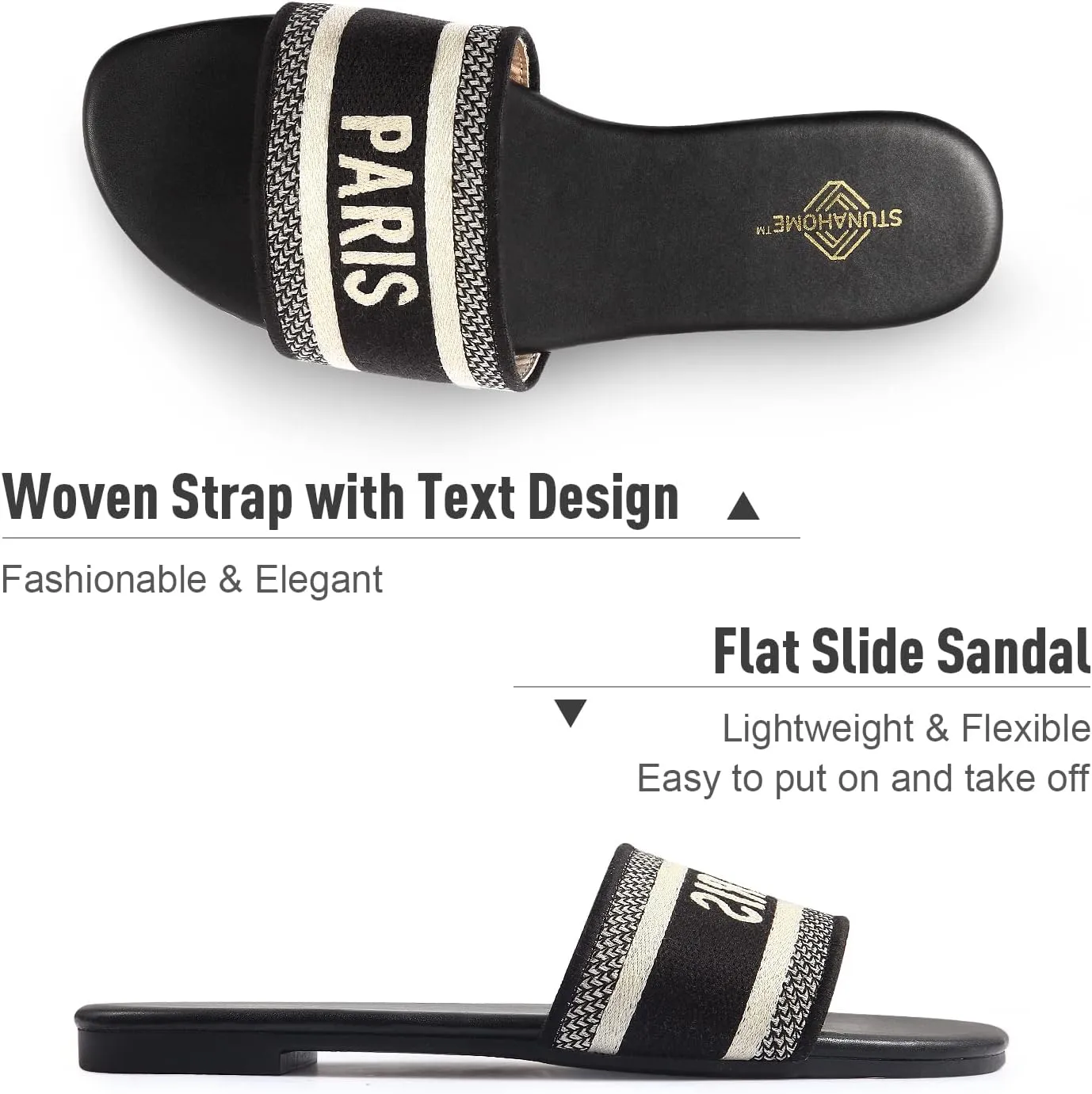STUNAHOME Summer Flat Sandals for Women Fashion slide Sandals Womens