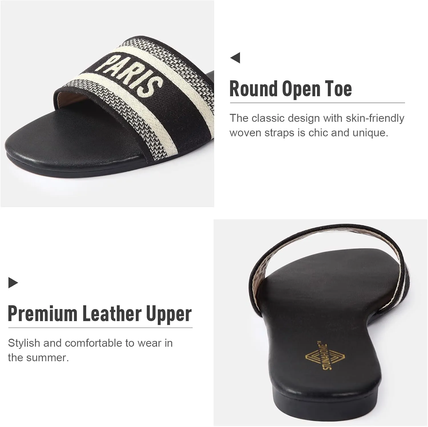 STUNAHOME Summer Flat Sandals for Women Fashion slide Sandals Womens