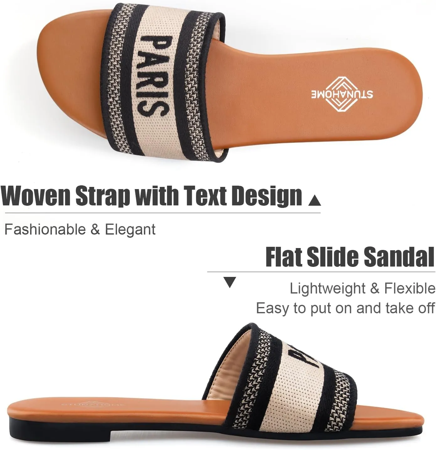 STUNAHOME Summer Flat Sandals for Women Fashion slide Sandals Womens