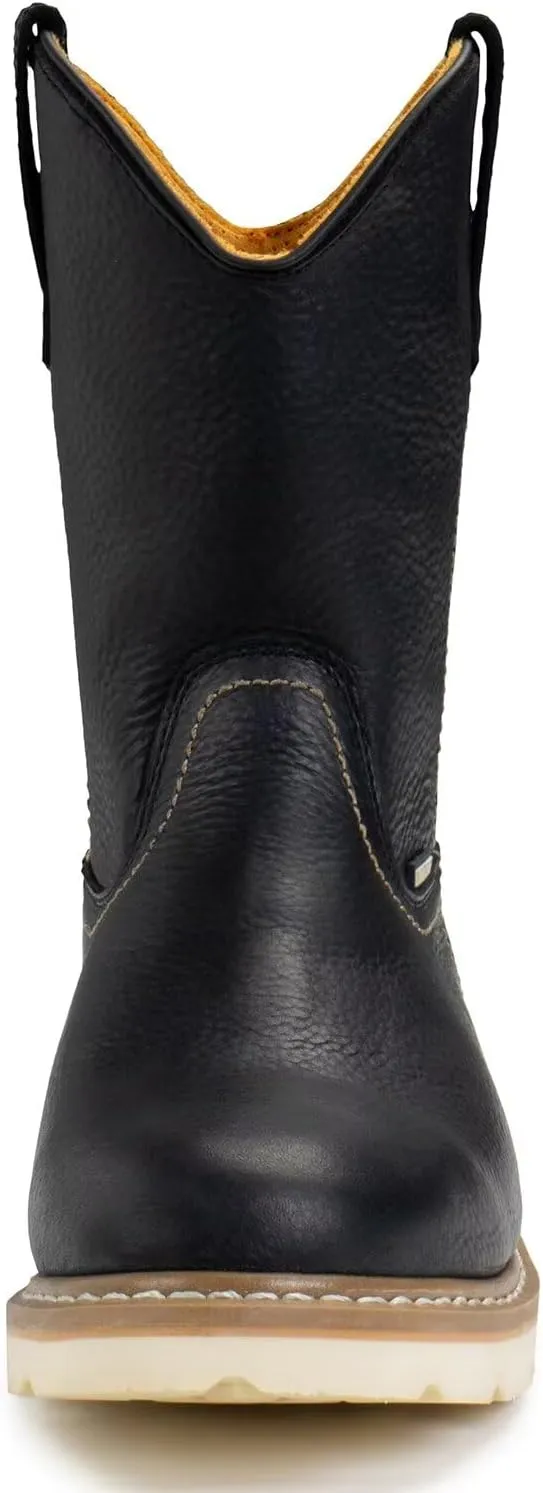 SUREWAY 10in Mens Soft/Steel Toe Waterproof Wellington Work Boot,Heavy Duty Pull On Leather Work Boots,Goodyear Welted,Full Grain Leather,Industrial Safety boot Classic Cowboy Boot,EH Rated