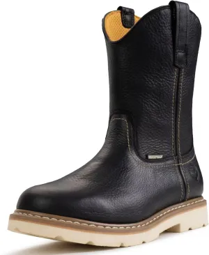 SUREWAY 10in Mens Soft/Steel Toe Waterproof Wellington Work Boot,Heavy Duty Pull On Leather Work Boots,Goodyear Welted,Full Grain Leather,Industrial Safety boot Classic Cowboy Boot,EH Rated