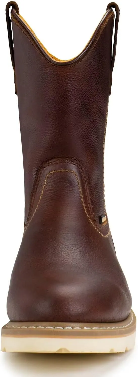 SUREWAY 10in Mens Soft/Steel Toe Waterproof Wellington Work Boot,Heavy Duty Pull On Leather Work Boots,Goodyear Welted,Full Grain Leather,Industrial Safety boot Classic Cowboy Boot,EH Rated