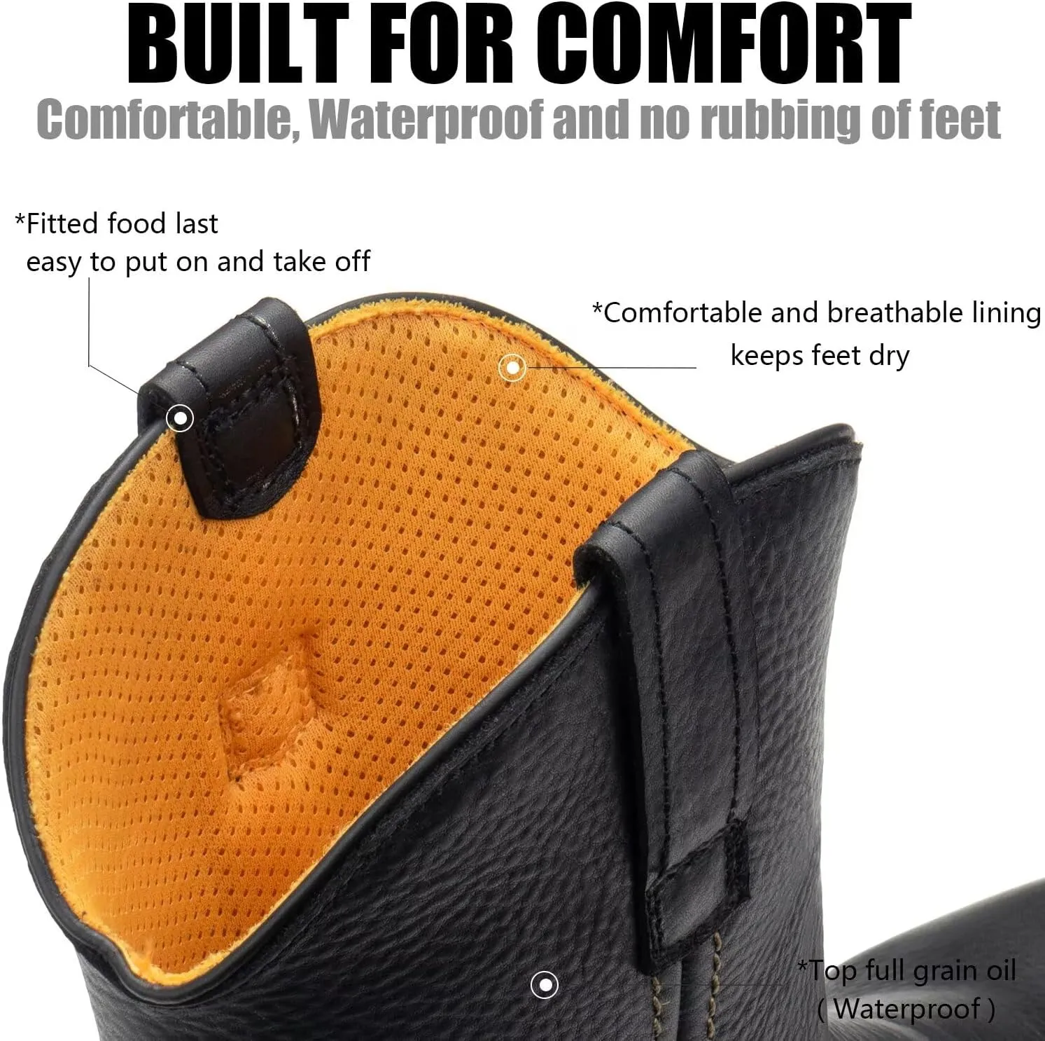 SUREWAY 10in Mens Soft/Steel Toe Waterproof Wellington Work Boot,Heavy Duty Pull On Leather Work Boots,Goodyear Welted,Full Grain Leather,Industrial Safety boot Classic Cowboy Boot,EH Rated