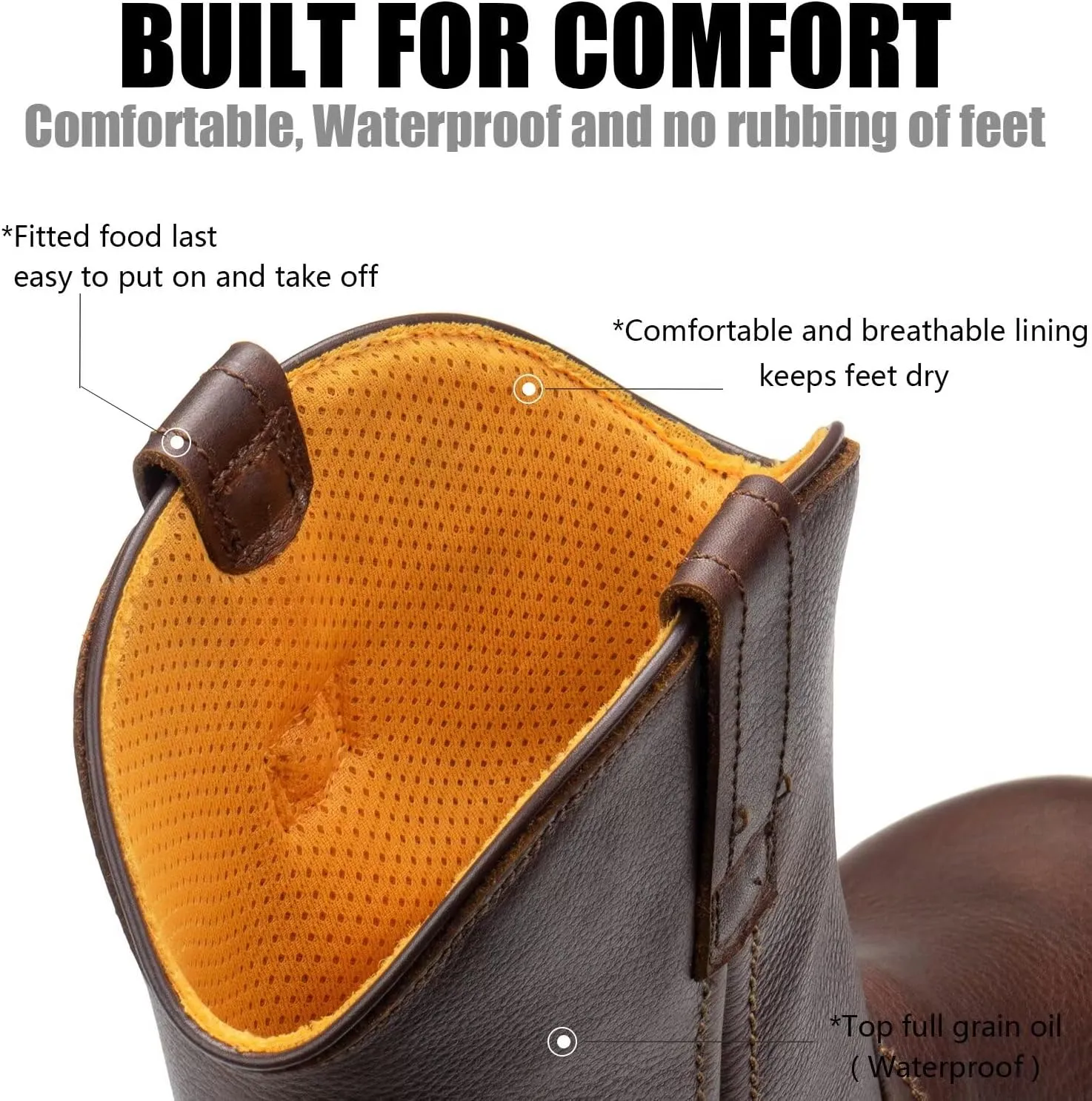 SUREWAY 10in Mens Soft/Steel Toe Waterproof Wellington Work Boot,Heavy Duty Pull On Leather Work Boots,Goodyear Welted,Full Grain Leather,Industrial Safety boot Classic Cowboy Boot,EH Rated