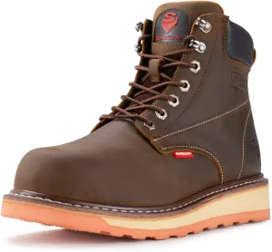SUREWAY 6” Mens Heavy Duty Soft/Steel Toe Work Boots for Men,Goodyear Welt,Extremely Comfortable Durable Proved,Oil/Slip Resistant,Thicker Leather,Wedge Sole,EH Safety Industrial Construction Boots