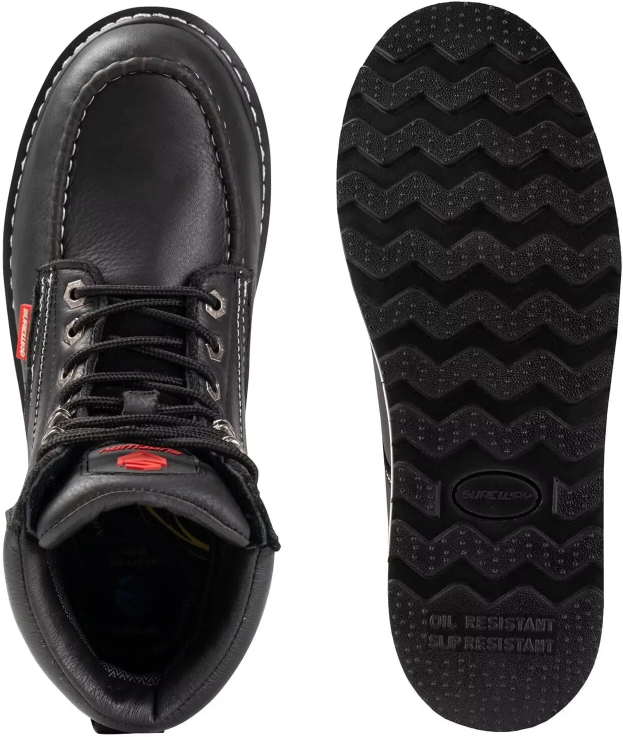 SUREWAY 6” Mens Heavy Duty Steel/Composite/Soft Toe Work Boots for Men,Comfortable & Durable,Goodyear Welt,Full Grain Leather,Oil/Slip Resistant,Wedge Moc Toe Industrial Construction Boots/Shoes