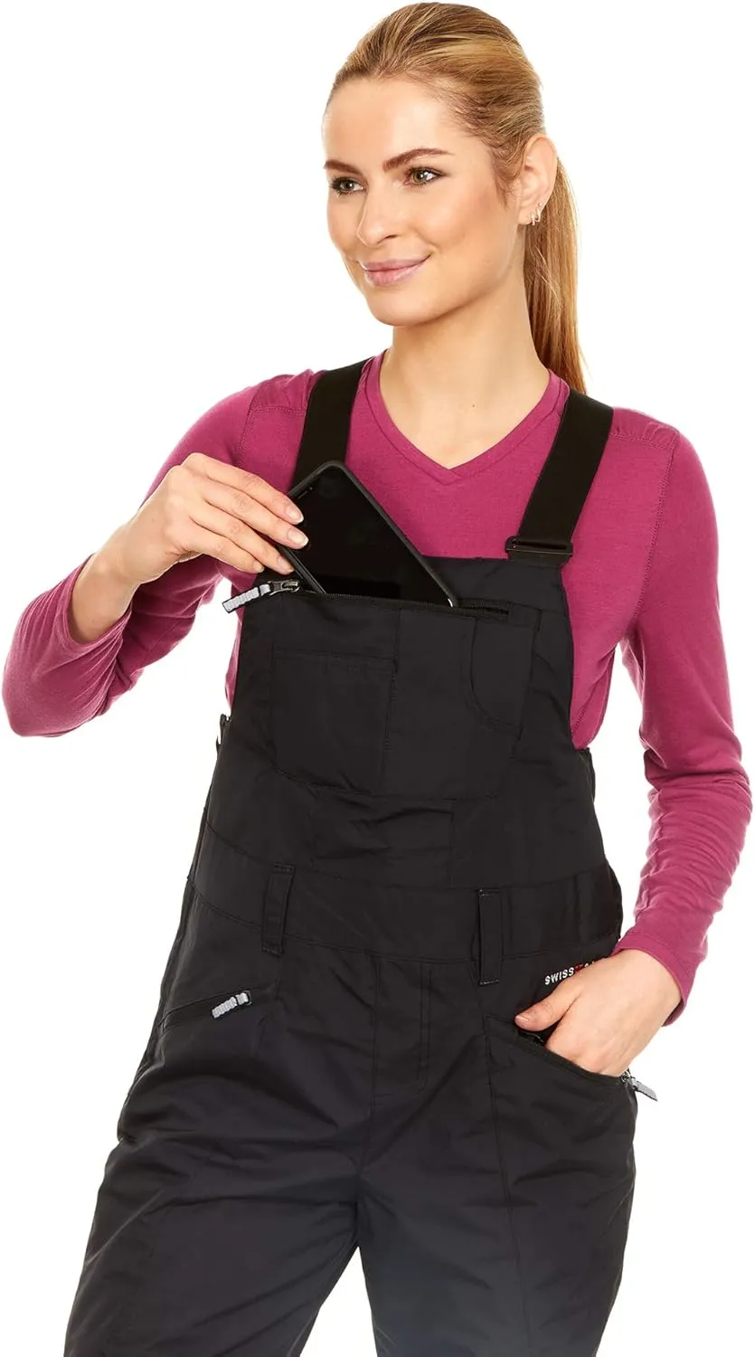 Swiss Alps Womens Water Resistant Breathable Ski Bib Pants with Pocket
