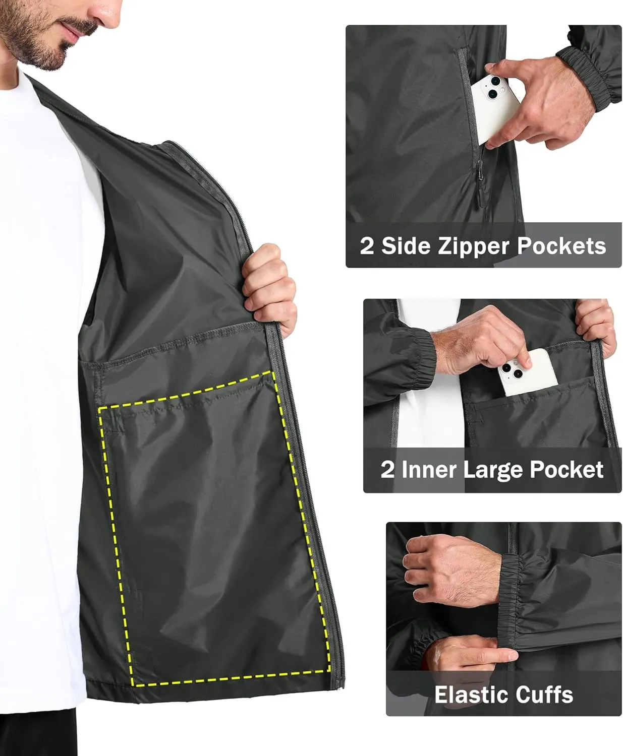 SWISSWELL Rain Suit Waterproof Breathable Lightweight Packable 2 Pieces Rainwear Rain Gear for Golf Hiking Fishing