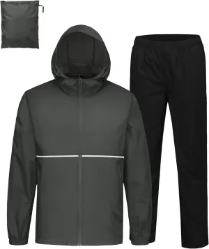 SWISSWELL Rain Suit Waterproof Breathable Lightweight Packable 2 Pieces Rainwear Rain Gear for Golf Hiking Fishing