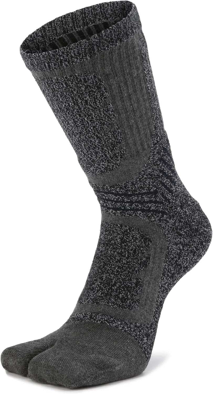 Tabi Socks Flip Flop Big Two Toe Split Crew Cushion Athletic Hiking Terry Cushioned Cotton for Men Women Unisex 3 Pairs