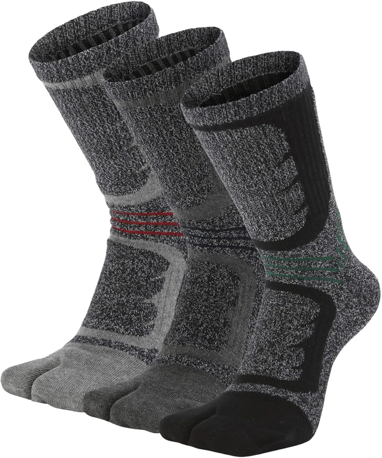 Tabi Socks Flip Flop Big Two Toe Split Crew Cushion Athletic Hiking Terry Cushioned Cotton for Men Women Unisex 3 Pairs