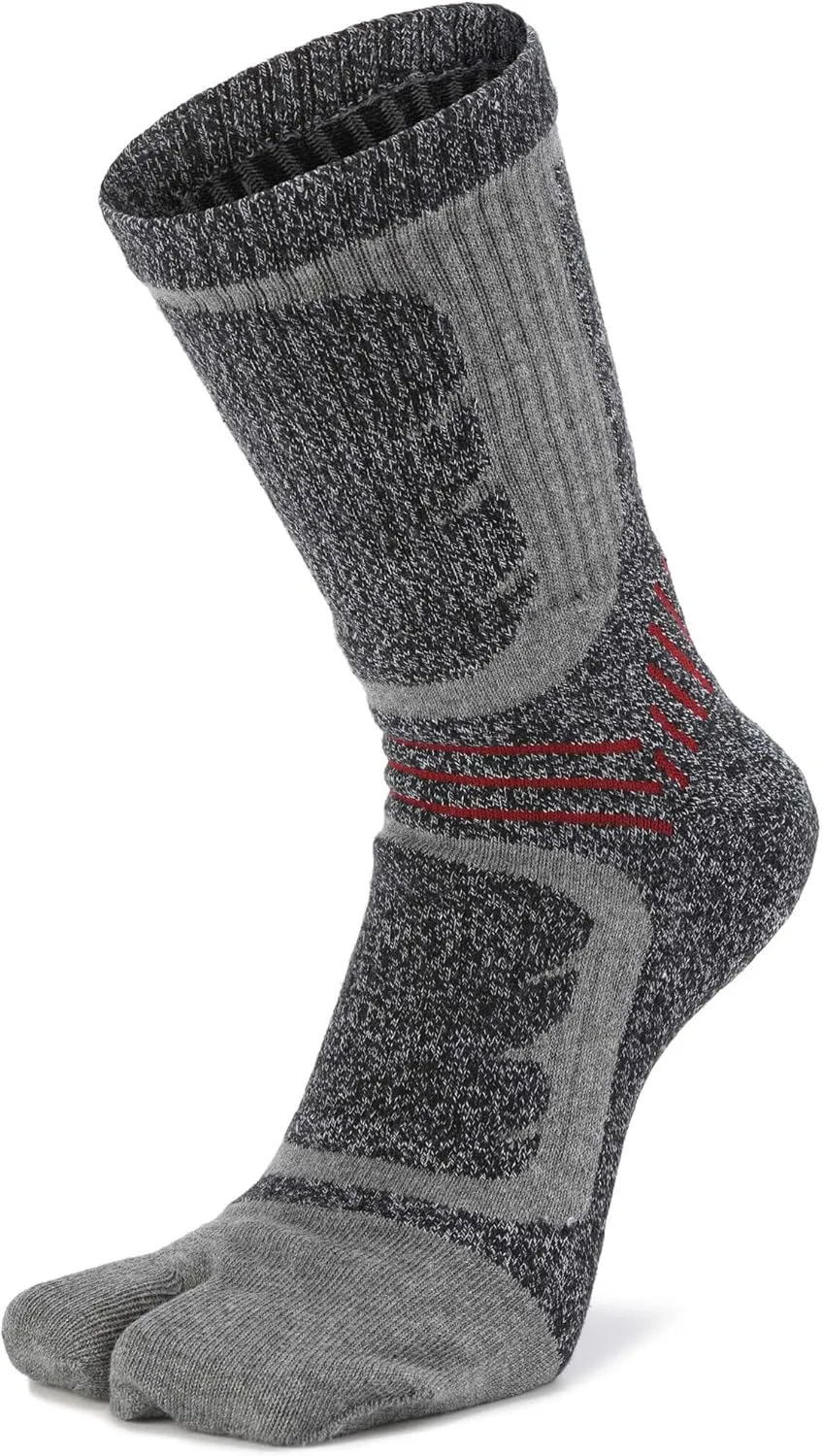 Tabi Socks Flip Flop Big Two Toe Split Crew Cushion Athletic Hiking Terry Cushioned Cotton for Men Women Unisex 3 Pairs