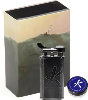 Takara Black & Flint Set - Japanese Soft Flame Lighter   20 Replacement Flints, Refillable Butane Pipe Lighter, Adjustable Angled Flame Lighter, Airline Friendly Travel Lighter