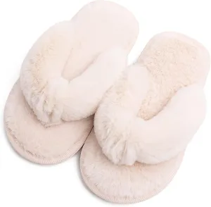 techcity Boys Girls Fuzzy Flip Flop Slippers Kids Cute Soft Comfy Open Toe Fluffy Slip On Thong Flat Sandals House Home Fur Slides Indoor Outdoor