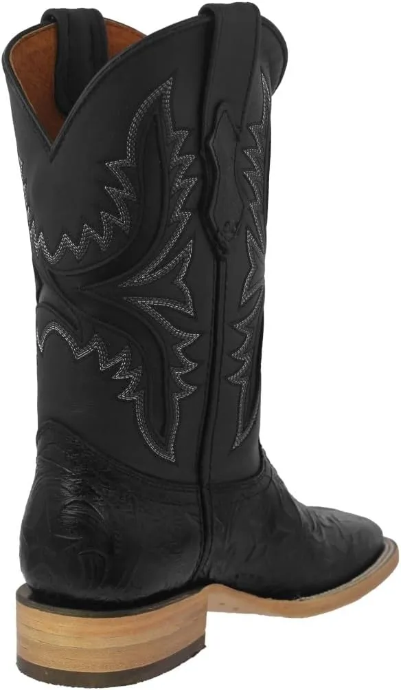 Texas Legacy Mens Black Cowboy Boots Hand Tooled Leather Ranger Star Square Toe