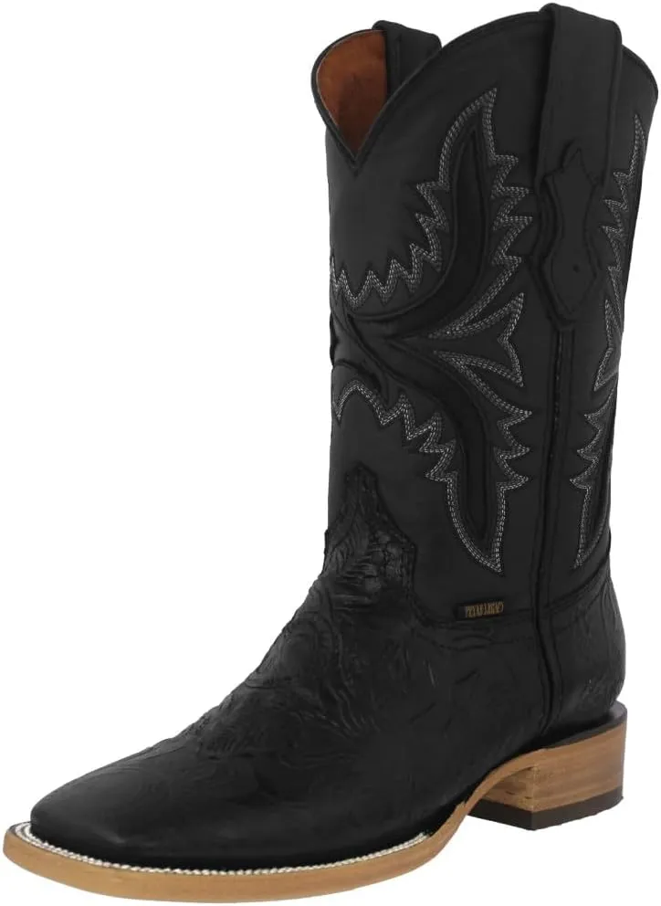 Texas Legacy Mens Black Cowboy Boots Hand Tooled Leather Ranger Star Square Toe