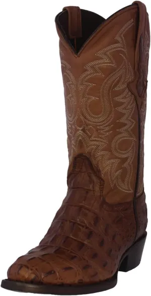 TEXAS LEGACY Mens Brown Western Leather Cowboy Boots Crocodile Back Print Round Toe
