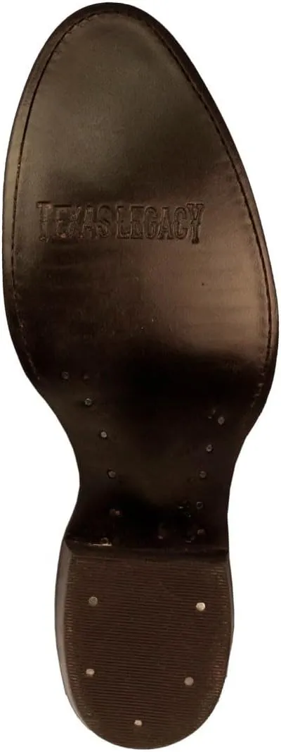 TEXAS LEGACY Mens Brown Western Leather Cowboy Boots Crocodile Back Print Round Toe