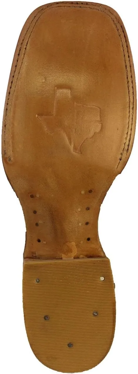 Texas Legacy Mens Brown Western Leather Cowboy Boots Crocodile Back Print Square