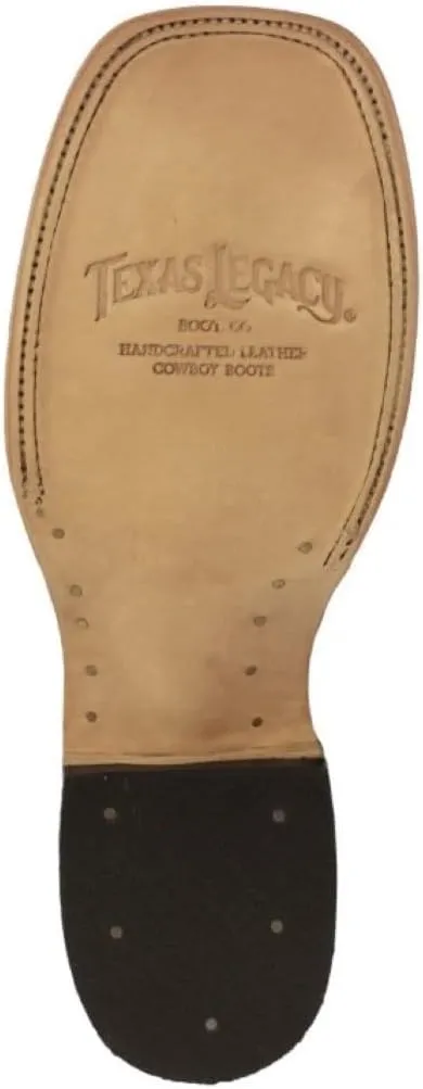Texas Legacy Mens Natural Cowboy Boots Hand Tooled Leather Ranger Star Square Toe