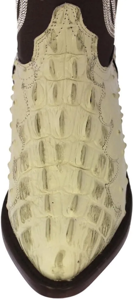 Texas Legacy Mens Off White Western Wear Cowboy Boots Crocodile & Ostrich Print J Toe